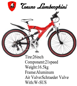 Lamborghini（ランボルギーニ） 自転車 TL-960 MTB（マウンテンバイク） 26インチ 21段変速 レッド00